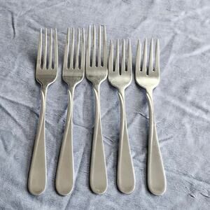 5 Oneida Flight Reliance Stainless Steel Forks 3 Dinner 2 Salad Glossy Vietnam